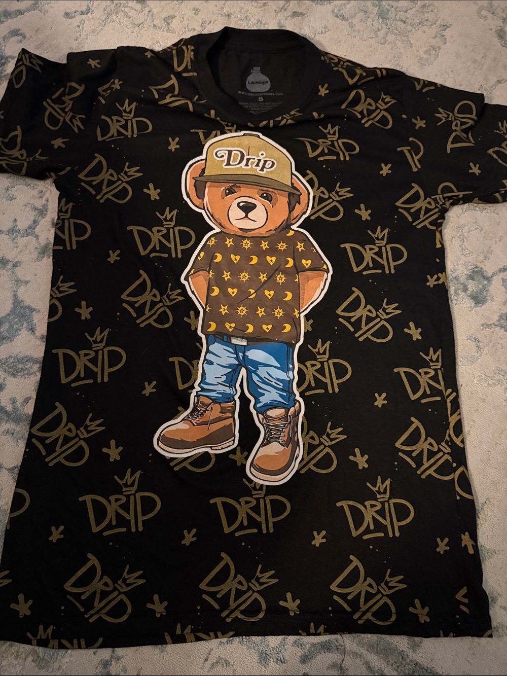 Drip Bear Graphic Tee - Black & Gold